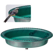 34-Inch Oval Polyresin Bird Bath Bowl with Metal Stake product image