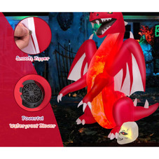 8-Foot Halloween Inflatable Blow-up Red Dragon with Skull product image