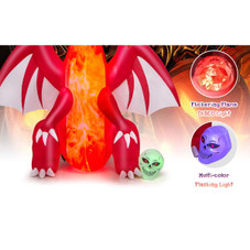 8-Foot Halloween Inflatable Blow-up Red Dragon with Skull product image