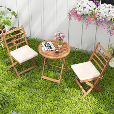 3-Piece Acacia Wood Patio Bistro Set with Cushions product image