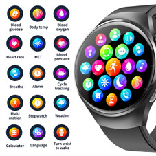 Smartwatch 1.55 Inch Screen with SOS Call Fall Detection and ECG Body Monitoring Sports Activity Tracker Black leather strap product image