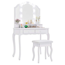 Makeup Vanity Table Set with Lighted Mirror and Drawers product image Makeup Vanity Table Set with Lighted Mirror and Drawers product image