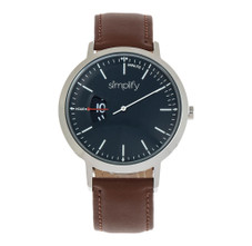 Simplify™ 6500 Men's Leather Band Watch product image