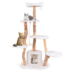 66-Inch-Tall Solid Wood Modern Cat Tree Tower with Perch product image