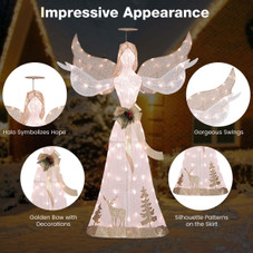 5-Foot Pre-Lit 3D Glittered Christmas Angel with 100 Warm White Lights product image