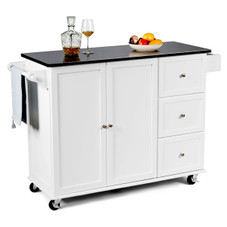 Rolling White Stainless Steel Top Kitchen Island  product image