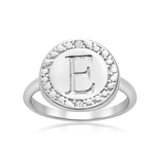 Initial Diamond Pinkie Ring in Sterling Silver product image