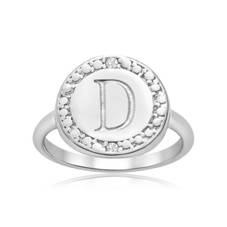 Initial Diamond Pinkie Ring in Sterling Silver product image