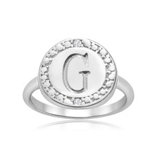 Initial Diamond Pinkie Ring in Sterling Silver product image