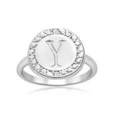 Initial Diamond Pinkie Ring in Sterling Silver product image