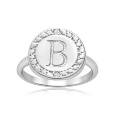 Initial Diamond Pinkie Ring in Sterling Silver product image