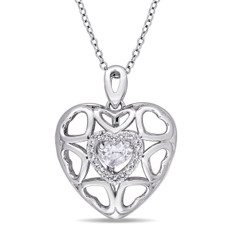 White Topaz Heart Locket with 18" Chain product image
