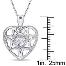 White Topaz Heart Locket with 18" Chain product image