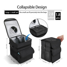 1.8 + 2.8-Gallon Car Trash Cans with Lid & Storage Pockets product image