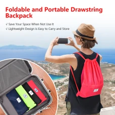 Drawstring Backpack String Bag Foldable Sports Sack with Zipper Pocket product image