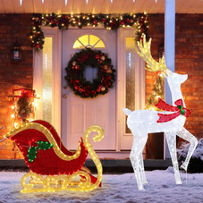 Lighted Reindeer & Sleigh Set  product image