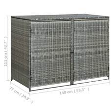 Double Wheelie Bin Shed Poly Rattan Anthracite 58.3"x30.3"x43.7" product image