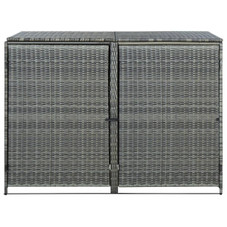 Double Wheelie Bin Shed Poly Rattan Anthracite 58.3"x30.3"x43.7" product image