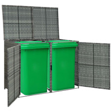 Double Wheelie Bin Shed Poly Rattan Anthracite 58.3"x30.3"x43.7" product image