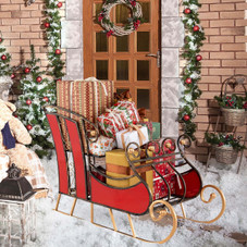 23" Christmas Santa Sleigh with 2-Tier Shelf product image