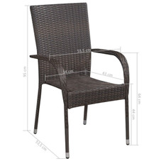 Stackable Patio Chairs 2 pcs Poly Rattan Brown product image