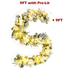 9ft Pre-lit Snowy Christmas Garland with Berries  product image 9ft Pre-lit Snowy Christmas Garland with Berries  product image