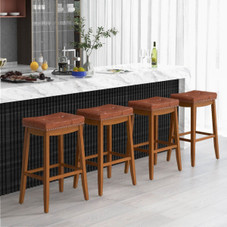 29-Inch Upholstered PU Leather Bar Stools with Saddle Seat (Set of 2/4) product image