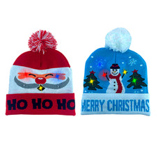 Colorful Warm LED Christmas Holiday Pom Pom Beanie (2-Pack) product image