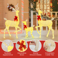 3-Pieces Lighted Family Deer Set  product image