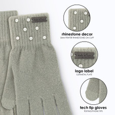 Nicole Miller New York Women's Rhinestone Winter Beanie & Warm Gloves product image