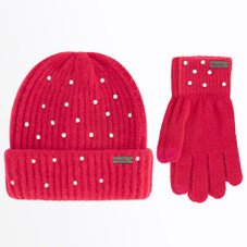 Nicole Miller New York Women's Rhinestone Winter Beanie & Warm Gloves product image