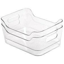 Clear Plastic Storage Bins for Pantry, Cabinet, Fridge (2-Pack) product image