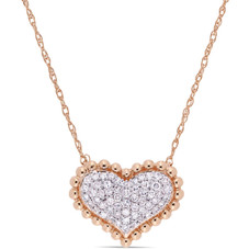1/4 CT TW Diamond  Heart Halo Necklace in 10k Rose Gold product image