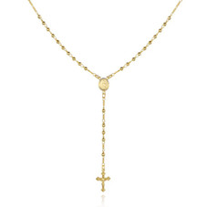 18-Inch 14K Gold Virgin Mary Rosary Bead Cross Necklace product image