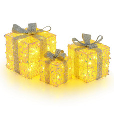 Set of 3 Lighted Christmas Gift Boxes with 90 LED Lights product image