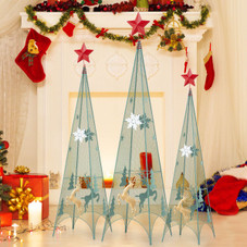 Set of 3 Tower Christmas Trees with Star Toppers  product image