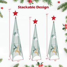 Set of 3 Tower Christmas Trees with Star Toppers  product image