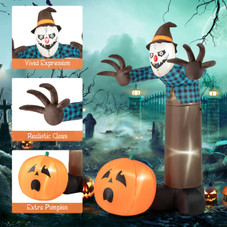 7FT Inflatable Haunted Scarecrow Yard Decoration with Built-in LED Lights product image