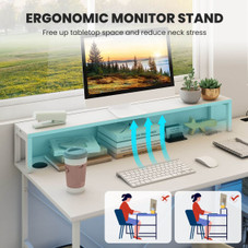 94.5" 2-Person Reversible Computer/Office Desk with LED Lights product image