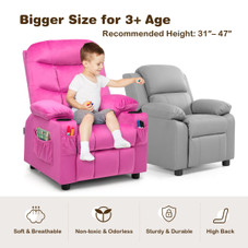 Kids' Velvet Recliner Chair with Cup Holder and Pockets product image
