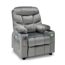Kids' Velvet Recliner Chair with Cup Holder and Pockets product image