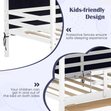 Twin Solid Wood Playhouse Bed with Tent and Storage product image