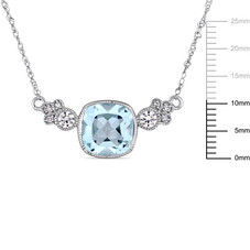 Blue Topaz and Diamond 3-Stone Necklace product image