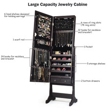Lockable Mirrored Jewelry Cabinet Armoire Organizer product image