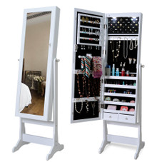 Lockable Mirrored Jewelry Cabinet Armoire Organizer product image