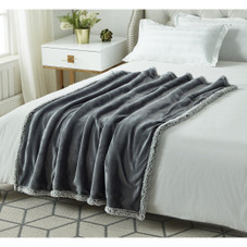 Zakary Flannel Reversible Heathered Sherpa Throw Blanket product image
