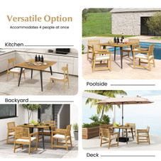 4-Person Acacia Wood Outdoor Dining Table with 1.9-Inch Umbrella Hole product image