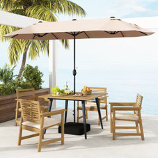 4-Person Acacia Wood Outdoor Dining Table with 1.9-Inch Umbrella Hole product image