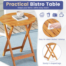 3-Piece Folding Acacia Wood Patio Bistro Set product image