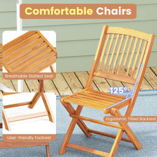 3-Piece Folding Acacia Wood Patio Bistro Set product image